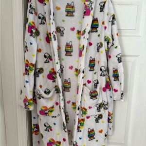Fleece snoopy hooded robe, women’s size s/m.